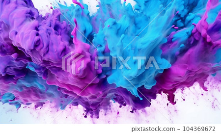 Colorful acrylic paint color in water isolated on white, multicolor ink drop sputter splashing underwater, smoke, wave, creativity, fashion, beauty, abstract background. Generative AI Colorful acrylic paint color in water isolated on white, multicolor ink drop sputter splashing underwater, smoke, wave, creativity, fashion, beauty, abstract background. Generative AI 104369672