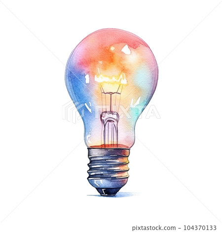 Watercolor Idea Light Bulb. Illustration AI Generative 104370133