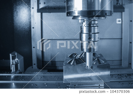 The CNC milling machine rough cutting the injection mold parts by indexable tools. The CNC milling machine rough cutting the injection mold parts by indexable tools. 104370306