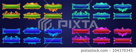 Game button gold frame ui cartoon fantasy design Game button gold frame ui cartoon fantasy design 104370345