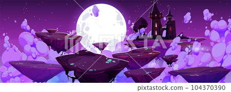 Fantasy sky road to magic castle vector background 104370390