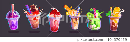 Milk tea bubble ice cup drink vector illustration 104370459