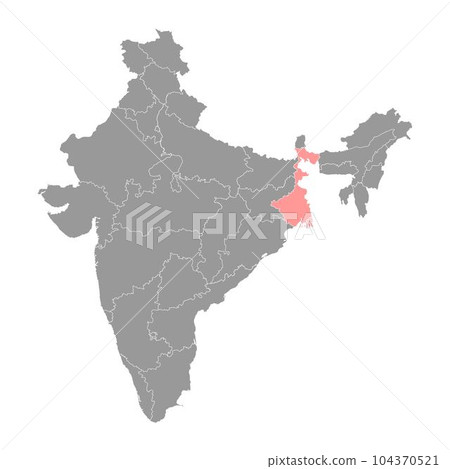 West Bengal state map, administrative division of India. Vector illustration. West Bengal state map, administrative division of India. Vector illustration. 104370521