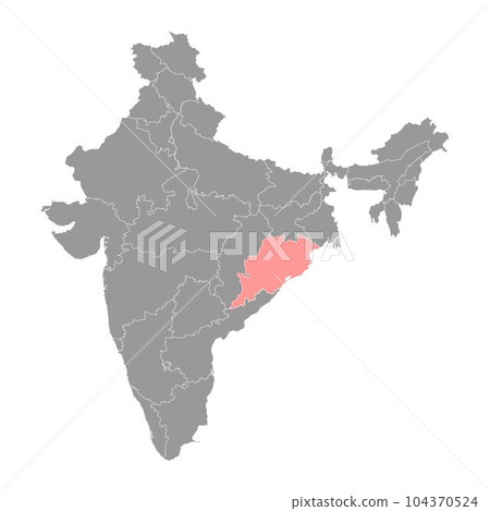 Odisha state map, administrative division of India. Vector illustration. Odisha state map, administrative division of India. Vector illustration. 104370524