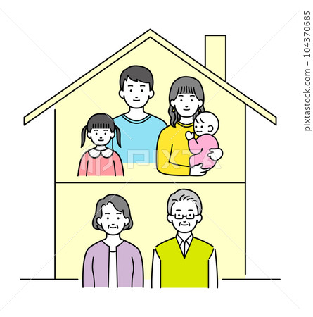 住在兩戶人家的家庭插畫 104370685