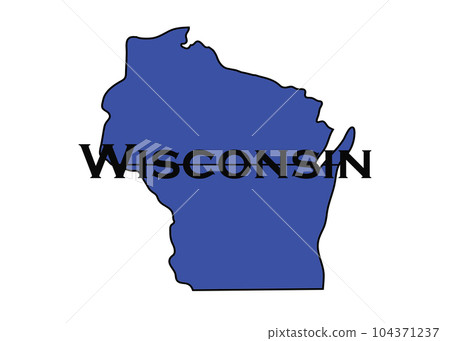 Politically liberal blue state of Wisconsin with a map outline. 104371237