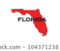Politically conservative state of Florida colored red. 104371238