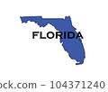 Politically liberal blue state of Florida with a map outline. 104371240