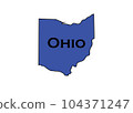 Politically liberal blue state of Ohio with a map outline. 104371247