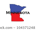 Politically split state of Minnesota with half red and blue.  104371248