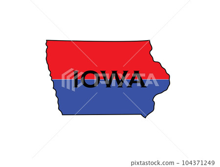 Politically split state of Iowa with half red and blue. Politically split state of Iowa with half red and blue. 104371249