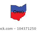 Politically split state of Ohio with half red and blue. 104371250