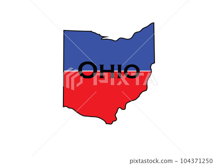 Politically split state of Ohio with half red and blue. Politically split state of Ohio with half red and blue. 104371250