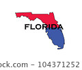 Politically split state of Florida with half red and blue. 104371252