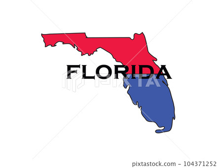 Politically split state of Florida with half red and blue. Politically split state of Florida with half red and blue. 104371252