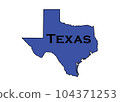 Politically liberal blue state of Texas with a map outline. 104371253