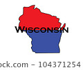 Politically split state of Wisconsin with half red and blue. 104371254