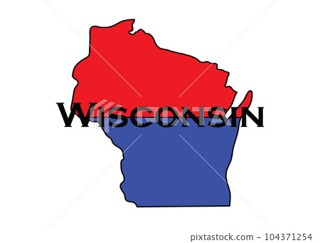 Politically split state of Wisconsin with half red and blue. 104371254