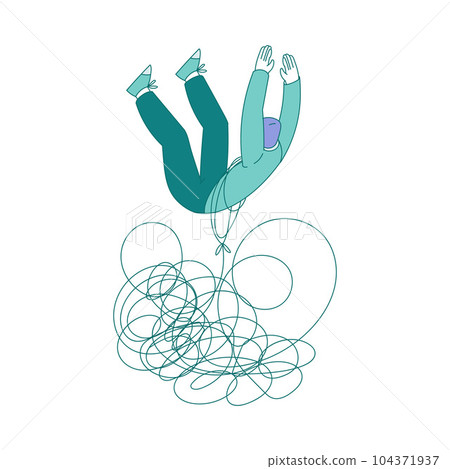 Man Falling Down with Clutter or Tangled Skein Suffer from Psychic Illness Vector Illustration Man Falling Down with Clutter or Tangled Skein Suffer from Psychic Illness Vector Illustration 104371937