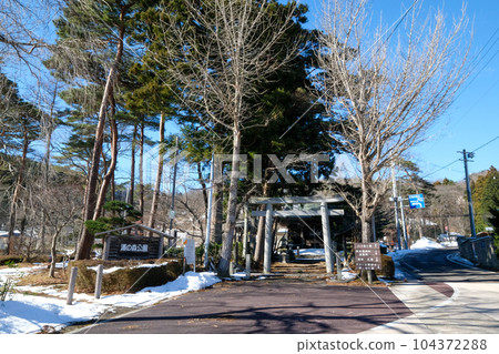 福島縣,二本松市,冬天,岳溫泉,溫泉神社 福島縣,二本松市,冬天,岳溫泉,溫泉神社 104372288