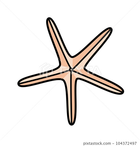 Starfish Icon, single isolate on a white background. Vector illustration wildlife of the underwater world doodle sketch. 104372497