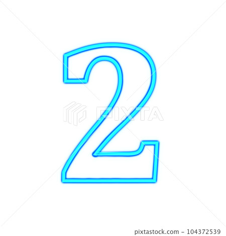 Blue glowing neon number 2. Blue glowing neon number 2. 104372539