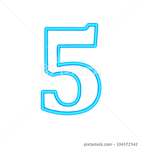 Blue glowing neon number 5. Blue glowing neon number 5. 104372542