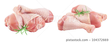 Raw chicken leg or drumstick isolated on white background with full depth of field Raw chicken leg or drumstick isolated on white background with full depth of field 104372669