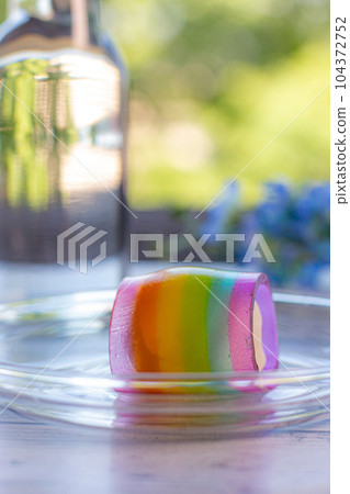 Rainbow-colored Japanese sweets Rainbow-colored Japanese sweets 104372752