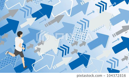奔跑的人和上升的箭頭背景,等距 奔跑的人和上升的箭頭背景,等距 104372816
