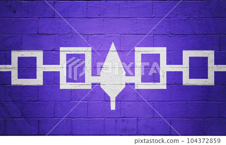 Flag of the Iroquois Confederacy painted on a wall 104372859