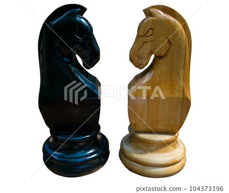 Chess horses isolated on white . 104373196