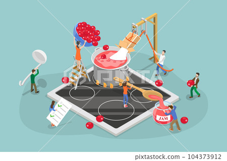 3D Isometric Flat Vector Conceptual Illustration of Cooking Jam 104373912