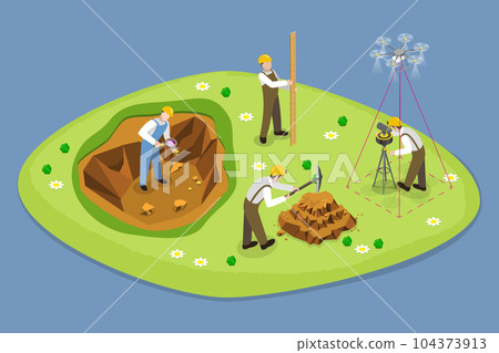 3D Isometric Flat Vector Conceptual Illustration of Geodesy 104373913