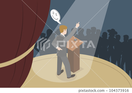 3D Isometric Flat Vector Conceptual Illustration of Lying Politician 104373916