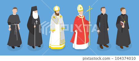3D Isometric Flat Vector Set of Religious Leaders 104374010