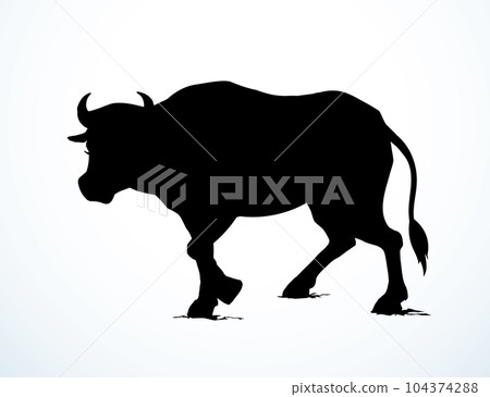 Vector drawing. Cute big cow 104374288