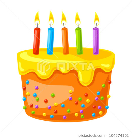 Birthday cake illustration. Happy Birthday and party item. 104374301