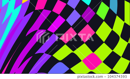 Distorted twisted checkered background. Trippy strip psychedelic pattern. Distorted twisted checkered background. Trippy strip psychedelic pattern. 104374393
