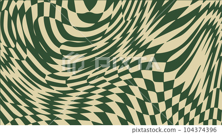 1970 retro trippy wave checkered pattern. Groovy geometric distorted grid. 104374396
