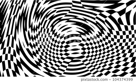 Black and white chess wave pattern. Checker board swirl background. Black and white chess wave pattern. Checker board swirl background. 104374399