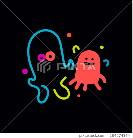 Logo1646Playful virus isolated icon. Colorful and childlike bacteria sign. Abstract logo Template for education and entertainment. Vector illustration. Logo1646Playful virus isolated icon. Colorful and childlike bacteria sign. Abstract logo Template for education and entertainment. Vector illustration. 104374574