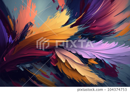 Artist brush and abstract paint. Blurred stain. Freehand drawing. 104374753