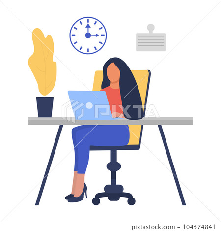 Woman working on a laptop in the office 104374841