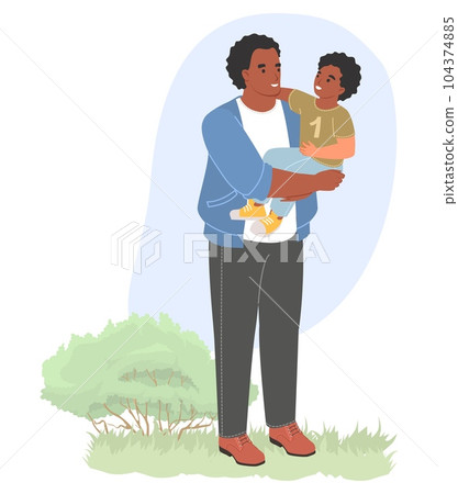 Happy father carrying son on hands vector illustration Happy father carrying son on hands vector illustration 104374885