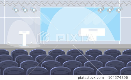 Empty conference hall with stage and seats for guests vector illustration 104374896