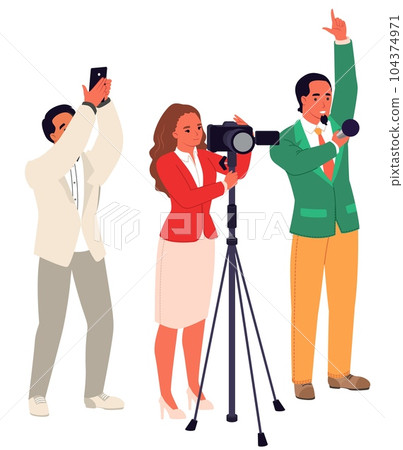 Journalists crew vector news presenters team illustration Journalists crew vector news presenters team illustration 104374971