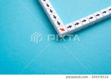 Change your mind. Choose another way orientation and course of movement. Change of plans. Come up with an better idea. Insight, inspiration, second breath. Ingenuity and creativity. 104376518