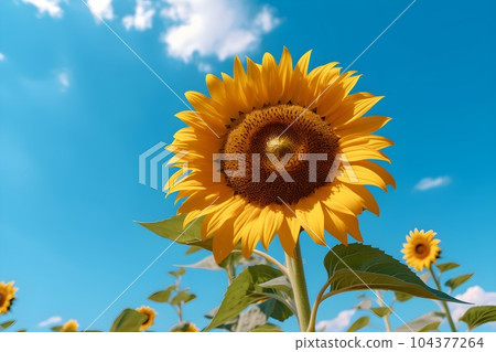 Blue Sky and Sunflowers 6 AI-generated image 104377264