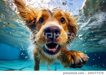 Dog swimming in the pool 1 AI-generated image 104377379